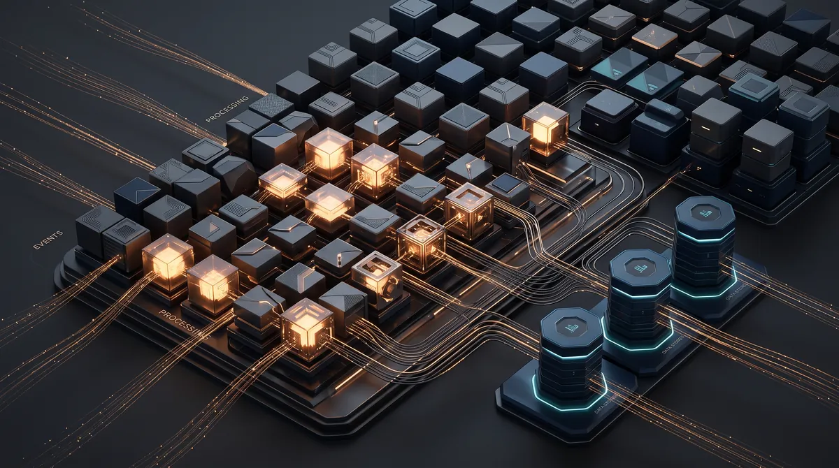 Glowing modules being assembled into a new platform.
